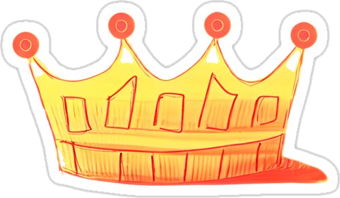 A hand-drawn golden crown sticker